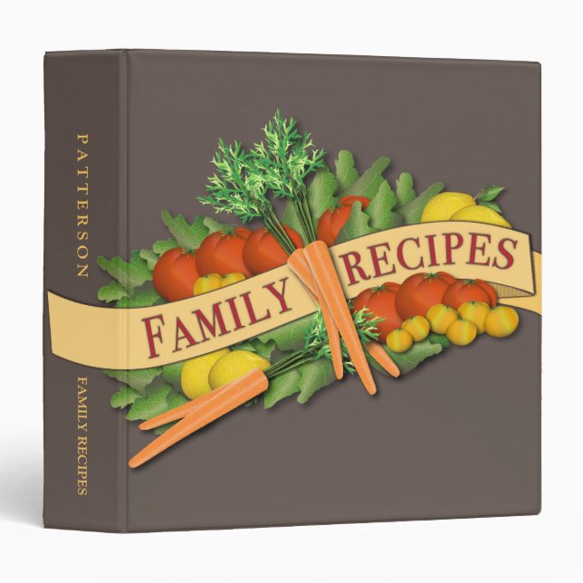 Vintage Vegetable Family Recipe Binder (Front/Spine)