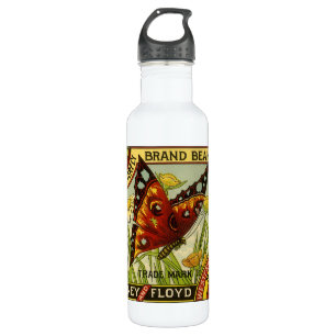 Vintage Vegetable Label Art, Butterfly Brand Beans 710 Ml Water Bottle