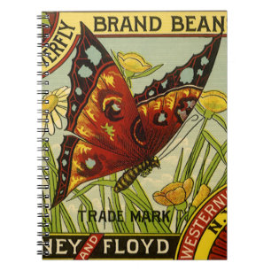 Vintage Vegetable Label Art, Butterfly Brand Beans Notebook