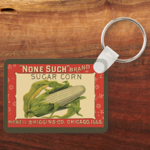 Vintage Vegetable Label Art, None Such Sugar Corn Keychain