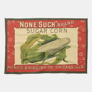 Vintage Vegetable Label Art, None Such Sugar Corn Kitchen Towel