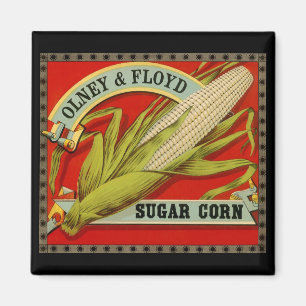 Vintage Vegetable Label, Olney & Floyd Sugar Corn Magnet