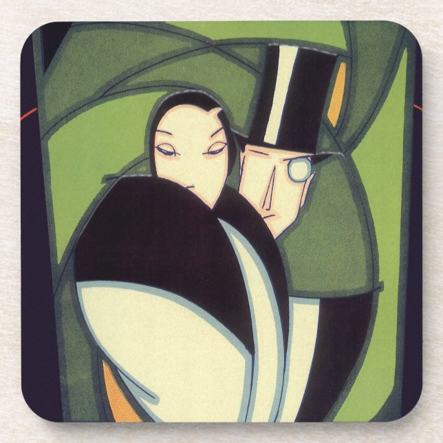 Vintage Vegetable Topper Label, Art Deco Romance Coaster (Front)