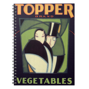 Vintage Vegetable Topper Label, Art Deco Romance Notebook