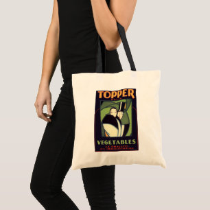 Vintage Vegetable Topper Label, Art Deco Romance Tote Bag