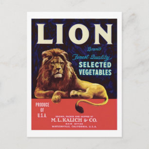 Vintage Vegetables Food Product Label Postcard