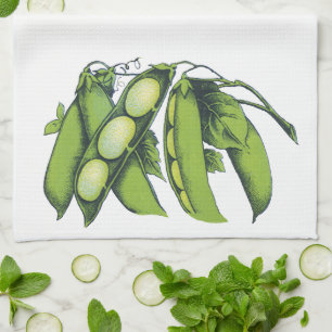Vintage Vegetables; Lima Beans, Organic Farm Foods Kitchen Towel