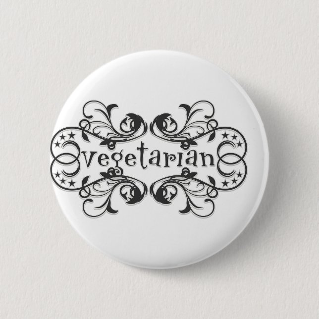 Vintage Vegetarian 2 Inch Round Button (Front)