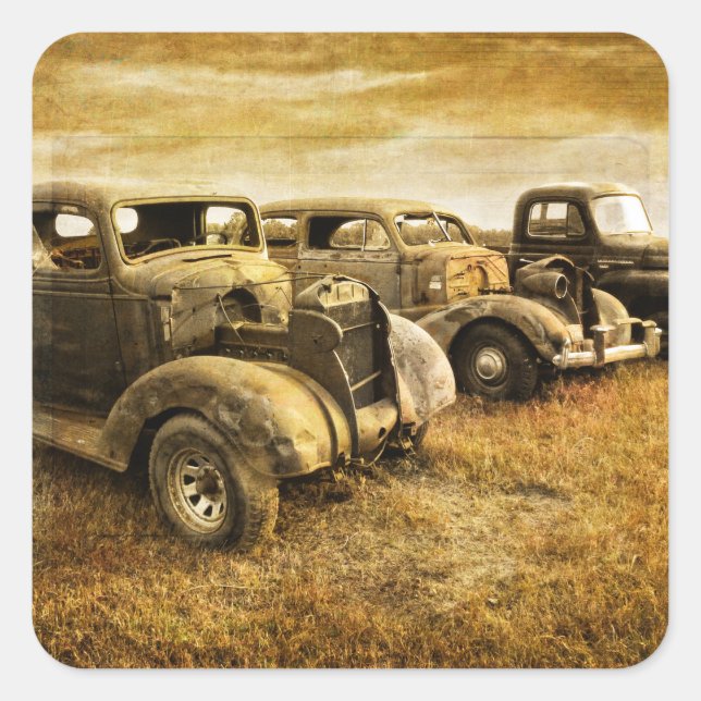 Vintage Vehicles Square Sticker (Front)