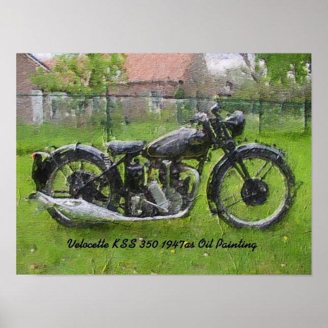 Vintage Velocette KSS motorcycle Oil Paint Poster (Front)