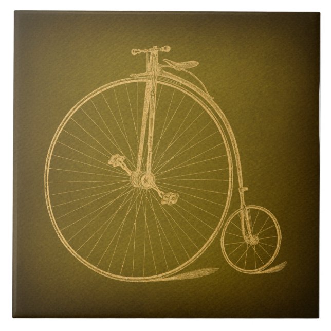 Vintage Velocipede Bicycle Antique High Wheel Bike Tile (Front)