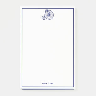 Vintage Velocipede Penny Farthing Bicycle Bike Blu Post-it Notes