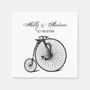 Vintage Velocipede Penny Farthing Bicycle Bike Napkin