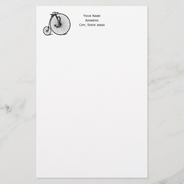 Vintage Velocipede Penny Farthing Bicycle Bike Stationery (Front)