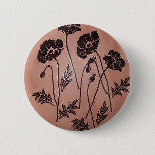 Vintage Velvet Poppies 2 Inch Round Button