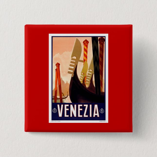 Vintage Venezia 2 Inch Square Button (Front)