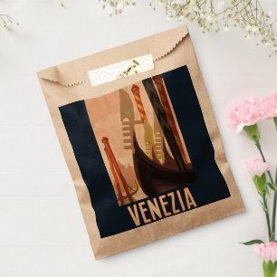 Vintage Venezia Italy Travel Art Venice Gondola Favour Bag