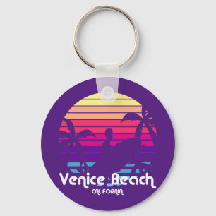 Vintage Venice Beach California Sunset Keychain