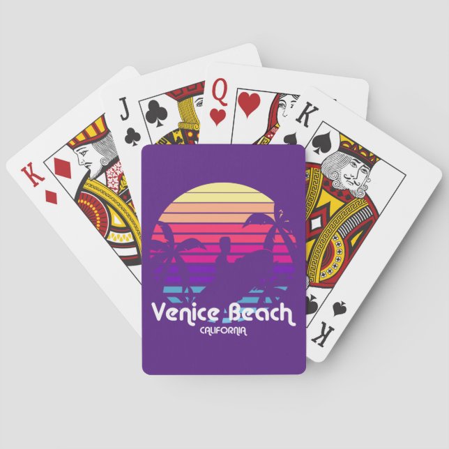 Vintage Venice Beach California Sunset Playing Cards (Back)