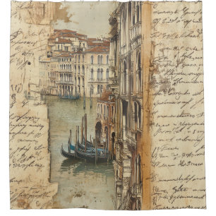 Vintage Venice Canal with Handwritten Script