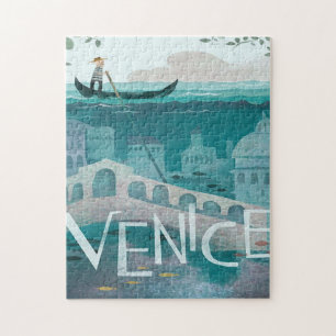 Vintage Venice Italy Gondala Scenic Travel  Jigsaw Puzzle