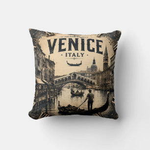Vintage Venice Italy Gondola Canal Travel Throw Pillow
