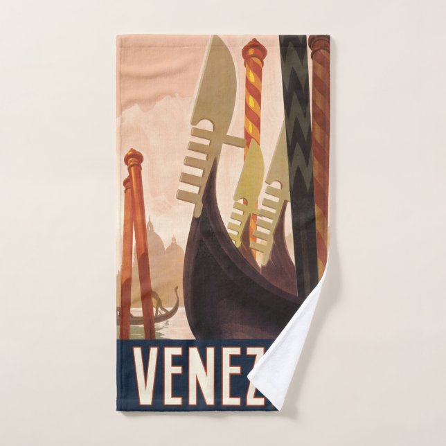 Vintage Venice Italy Gondola Travel Bath Towel Set (Hand Towel)