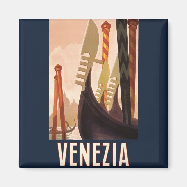 Vintage Venice Italy Gondola Travel Magnet (Front)