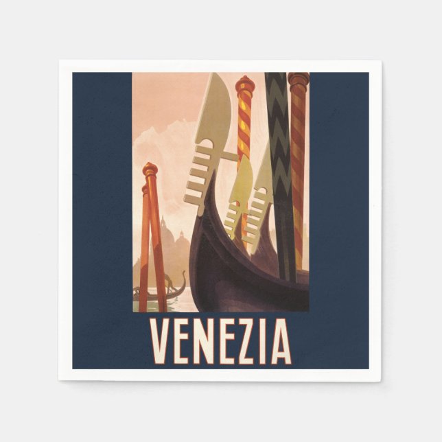 Vintage Venice Italy Gondola Travel Napkin (Front)