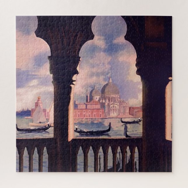 Vintage Venice Italy Travel Illustration Art Jigsaw Puzzle (Vertical)