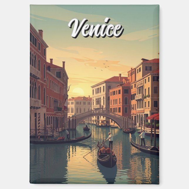 Vintage Venice Italy Travel Souvenir Magnet (Front)