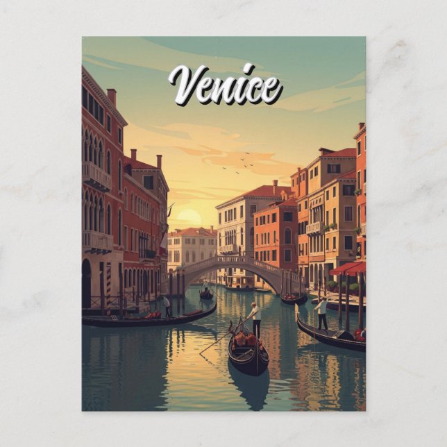 Vintage Venice Italy Travel Souvenir Postcard (Front)