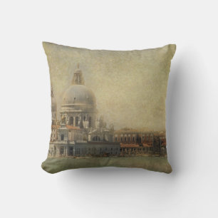 Vintage Venice, Madonna della Salute Church Throw Pillow
