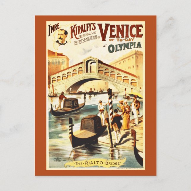 Vintage Venice of to-day, Rialto bridge Postcard (Front)