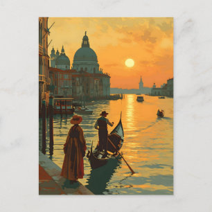 Vintage Venice Sunset Postcard