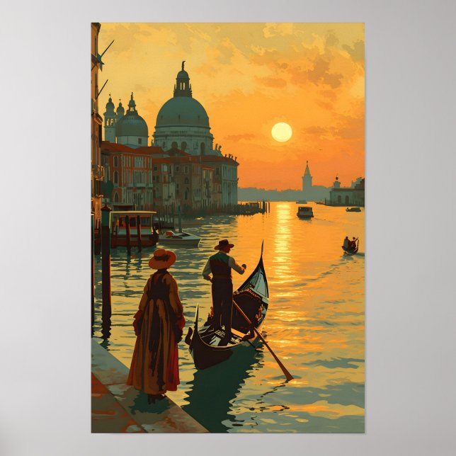 Vintage Venice Sunset Poster (Front)