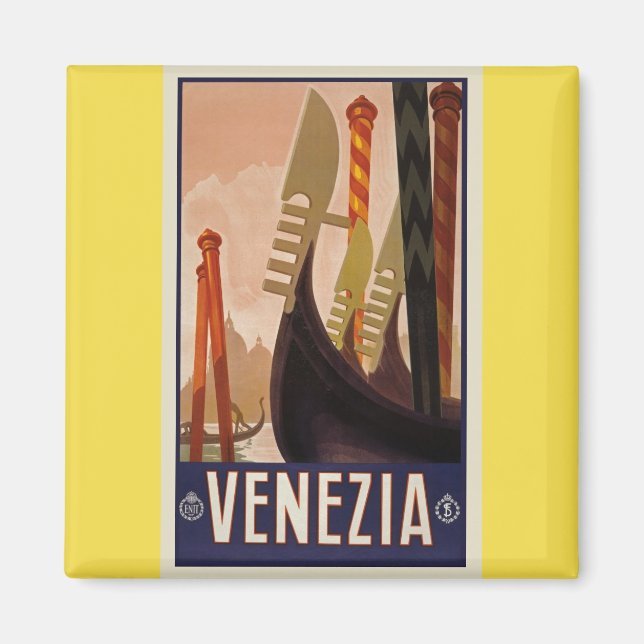 Vintage Venise Bateaux Poster Magnet (Devant)