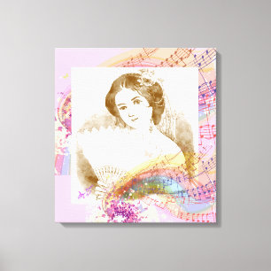 Vintage Ventilateur Lady toile étirée