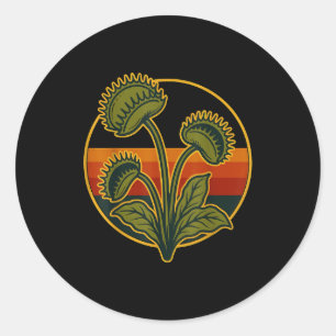 Vintage Venus Flytrap Retro Sunset Carnivorous Pla Classic Round Sticker