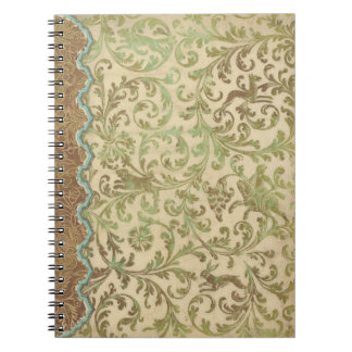 Vintage Verdigris Scroll Spiral Journal Notebook 