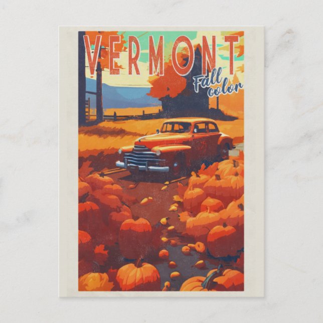 Vintage Vermont Fall Foliage Colour Travel Postcard (Front)