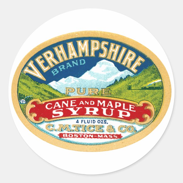 Vintage Vernhampshire Cane and Maple Syrup Label (Front)