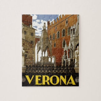 Vintage Verona Italy Europe Travel Illustration Jigsaw Puzzle