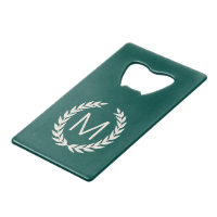 Vintage vert et lin blanc Laurel Wreath Monogramme