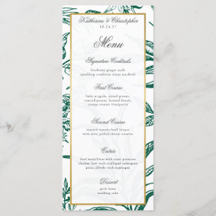 Vintage Vert foncé or Mariage botanique Menu