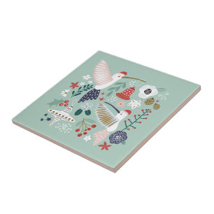 Vintage vert Fun boho de Noël Carreaux en céramiqu
