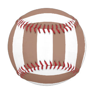 Vintage Vertical Stripes Mocha Mousse White Baseball