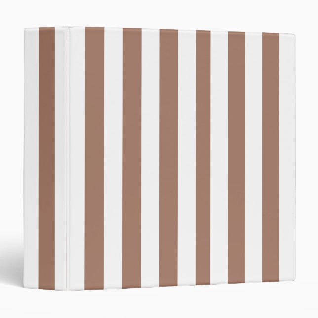 Vintage Vertical Stripes Mocha Mousse White Binder (Front/Spine)