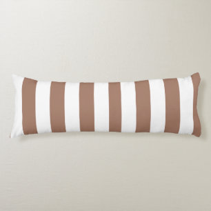 Vintage Vertical Stripes Mocha Mousse White Body Pillow