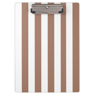 Vintage Vertical Stripes Mocha Mousse White Clipboard